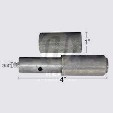 Heavy-duty weld-on barrel hinge with grease zerk shown with 4-inch length and 1-inch diameter measurements.